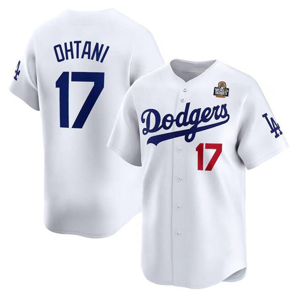 Rebec Los Angeles Dodgers #17 Shohei Ohtani White  2024 World Series Home Limited Cool Base Stitched Jersey
