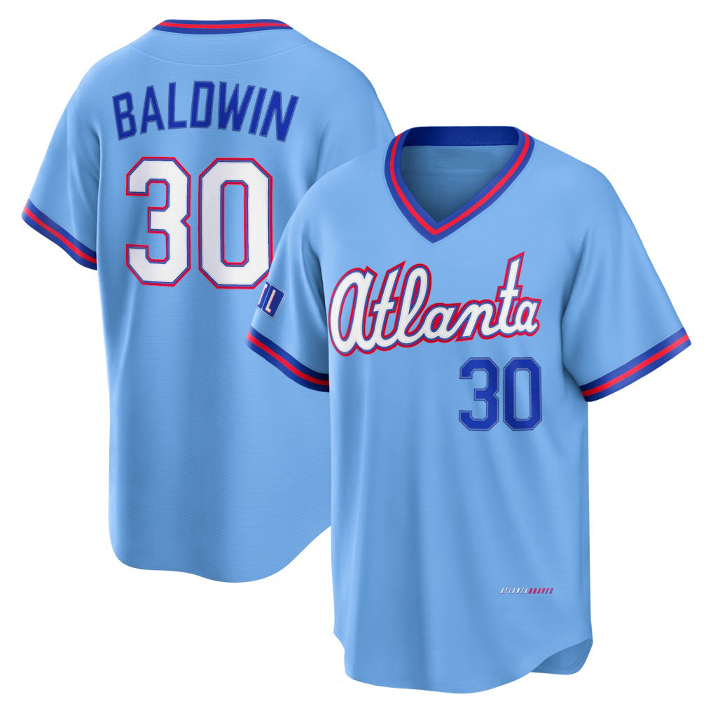 Rebec Atlanta Braves #30 Drake Baldwin Powder Blue  2026 City Connect Stadium Jersey