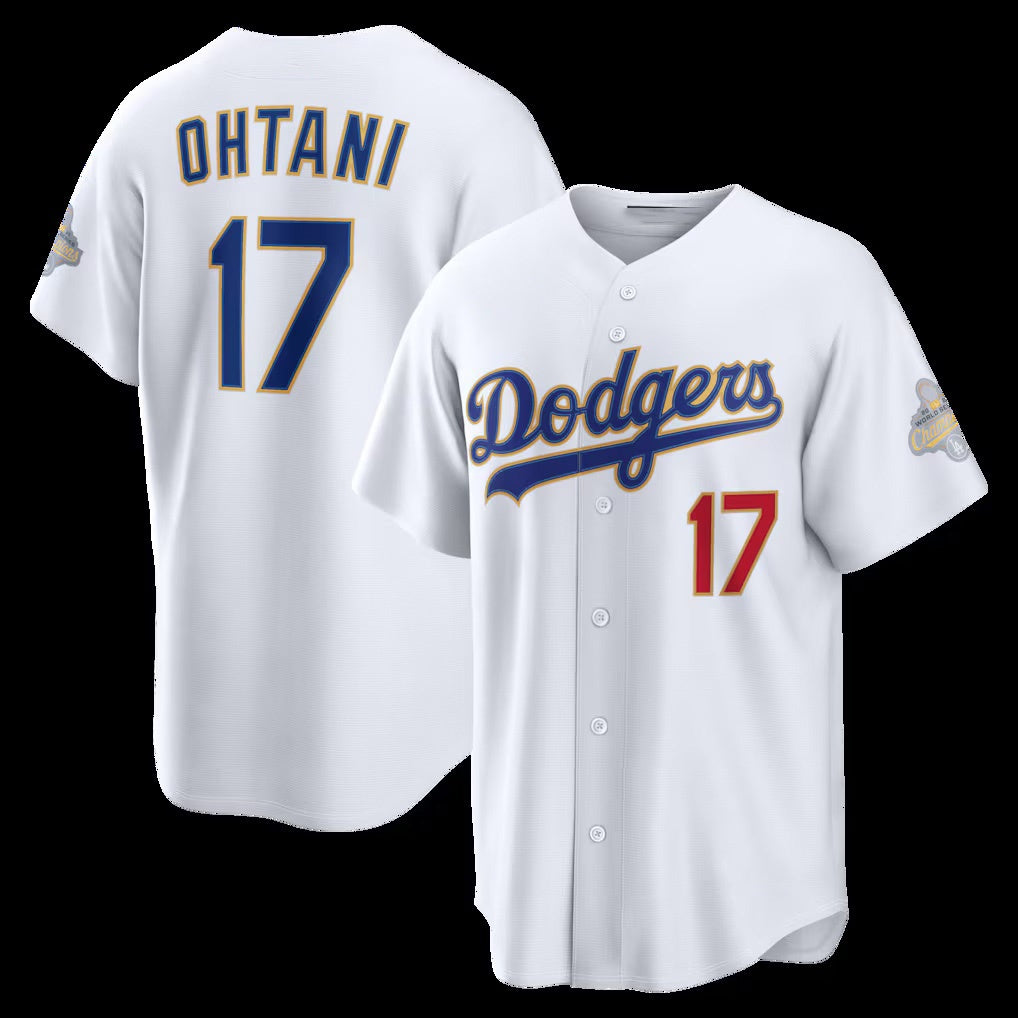 Rebec Los Angeles Dodgers #17 Shohei Ohtani White  2026 Gold Collection Stadium Jersey