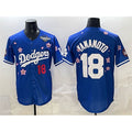 Rebec Los Angeles Dodgers #18 Yoshinobu Yamamoto Royal  2025 World Series Patch Tokyo Series Limited Stitched Jersey