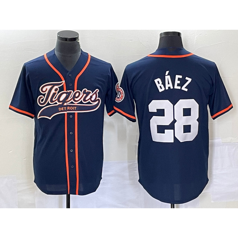 Rebec Detroit Tigers #28 Javier B¨¢ez Navy  Cool Base Stitched Jersey