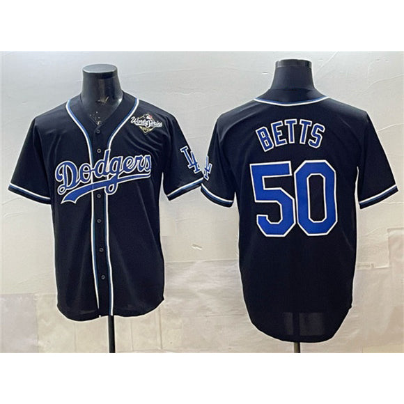 Rebec Los Angeles Dodgers #50 Mookie Betts Black  Fashion 2025 World Series Cool Base Stitched Jersey