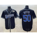 Rebec Los Angeles Dodgers #50 Mookie Betts Black  Fashion 2025 World Series Cool Base Stitched Jersey