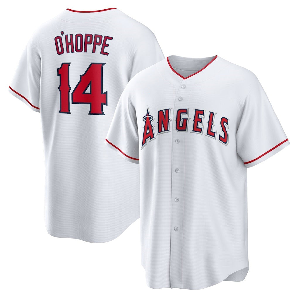 Rebec Los Angeles Angels #14 Logan O'Hoppe White  Home Replica Jersey