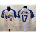 Rebec Los Angeles Dodgers #17 Shohei Ohtani White Royal  2025 World Series Champions Patch Tokyo Series Limited Stitched Jersey