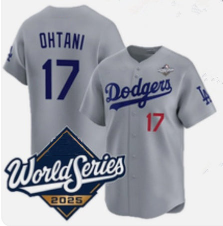 Rebec Los Angeles Dodgers #17 Shohei Ohtani Gray  2025 World Series Limited Stitched Jersey