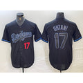 Rebec Los Angeles Dodgers #17 Shohei Ohtani Number Lights Out Black  Fashion Stitched Cool Base Jersey
