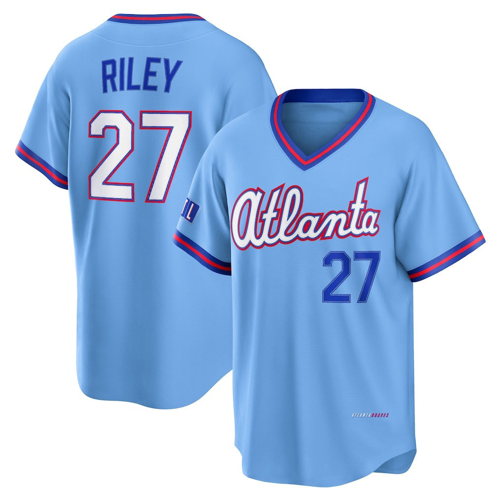 Rebec Atlanta Braves #27 Austin Riley Powder Blue  2026 City Connect Stadium Jersey