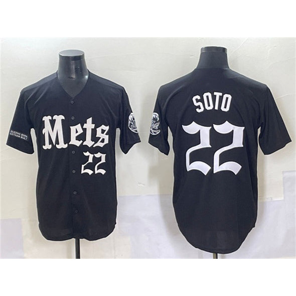 Rebec New York Mets #22 Juan Soto Black  'Gotham Gothic Edition' Vapor Premier Limited Stitched Jersey