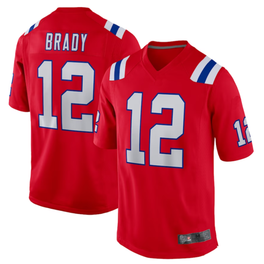 Rebec NE.Patriots  #12 Tom Brady Player Red Game Stitched Jerseys