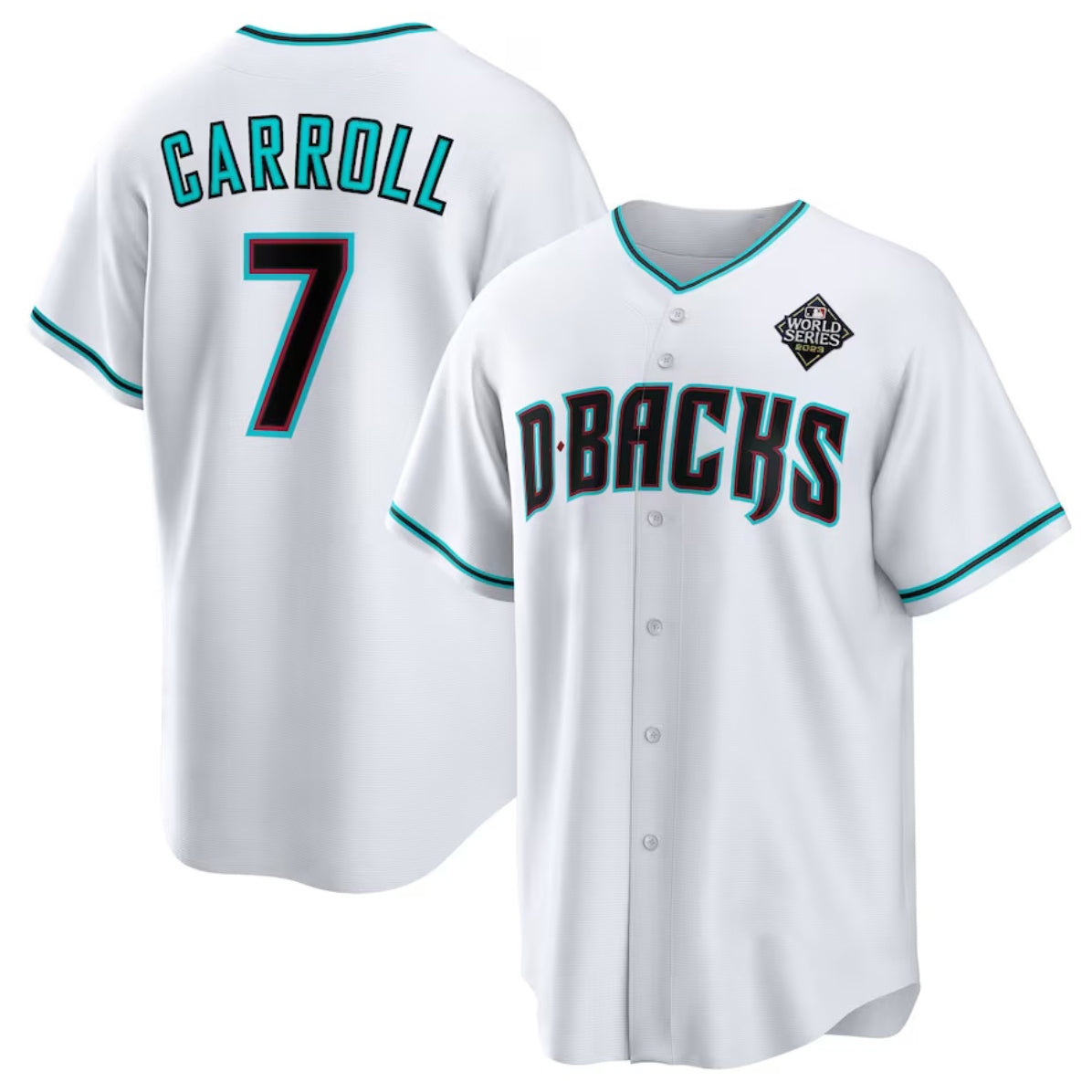 Rebec Arizona Diamondbacks #7 Corbin Carroll White  2023 World Series Cool Base Stitched Jerseys
