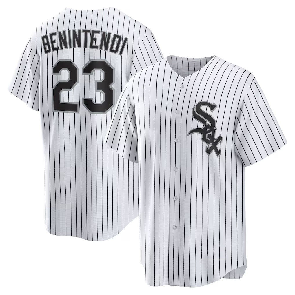 Rebec  Chicago White Sox #23 Andrew Benintendi White-Black  Home Official Player Jersey