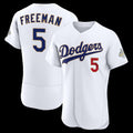 Rebec Los Angeles Dodgers #5 Freddie Freeman White  2026 Gold Collection Authentic Jersey