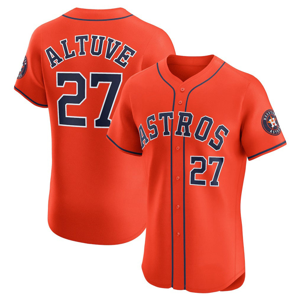 Rebec Houston Astros #27 Jose Altuve Orange  Alternate Elite Player Jersey