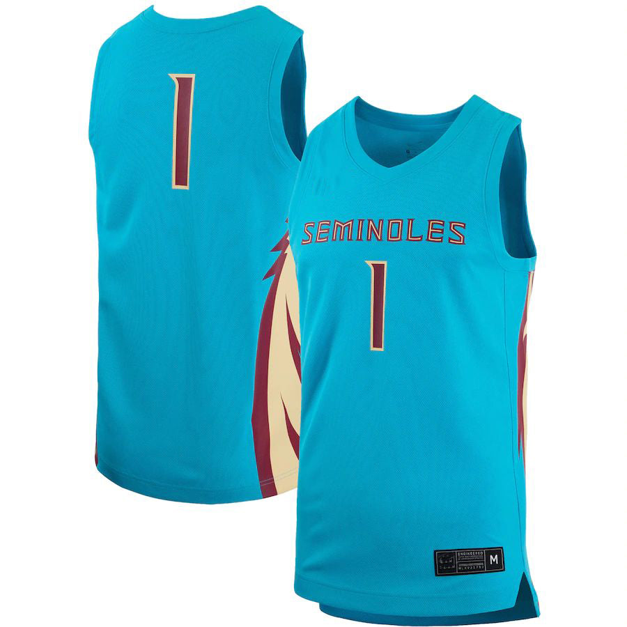 Rebec #1 F.State Seminoles Team Alternate Replica Basketball Jersey Turquoise Stitched American College Jerseys