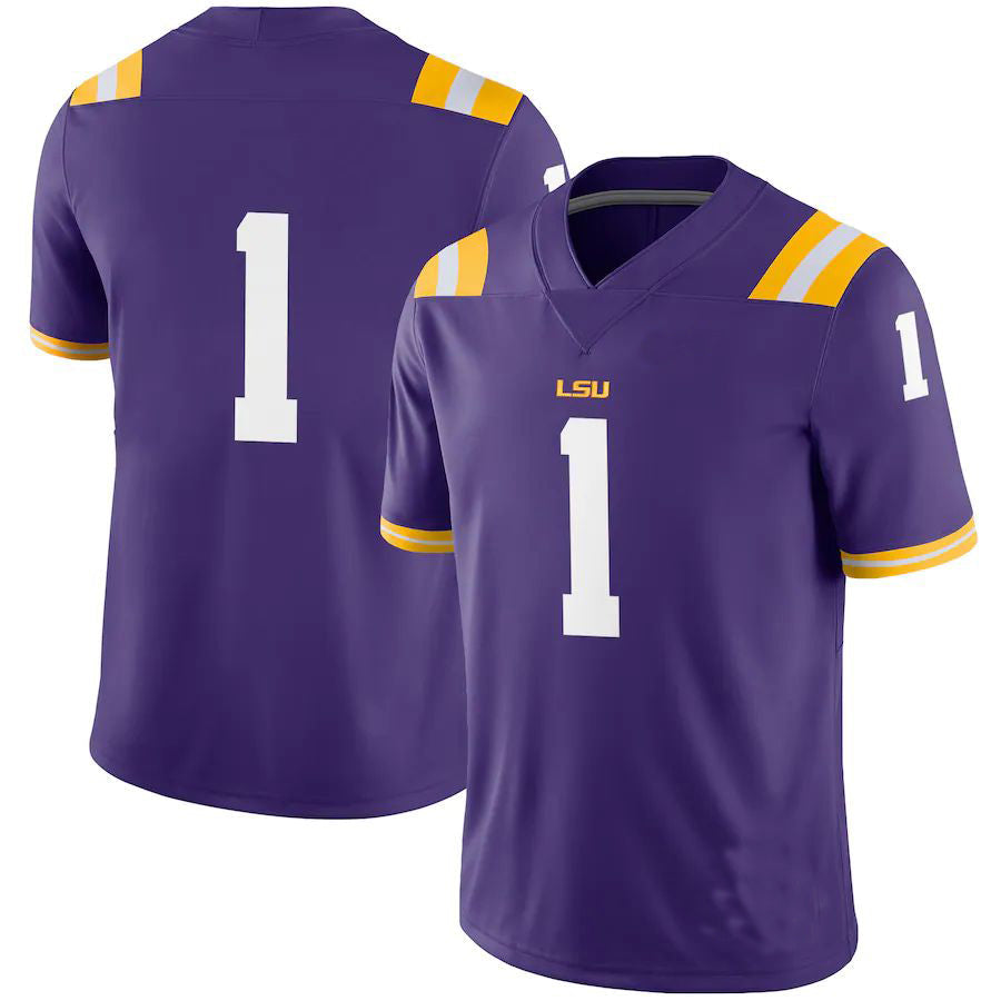 Rebec #1 L.Tigers Game Football Jersey Purple Stitched American College Jerseys
