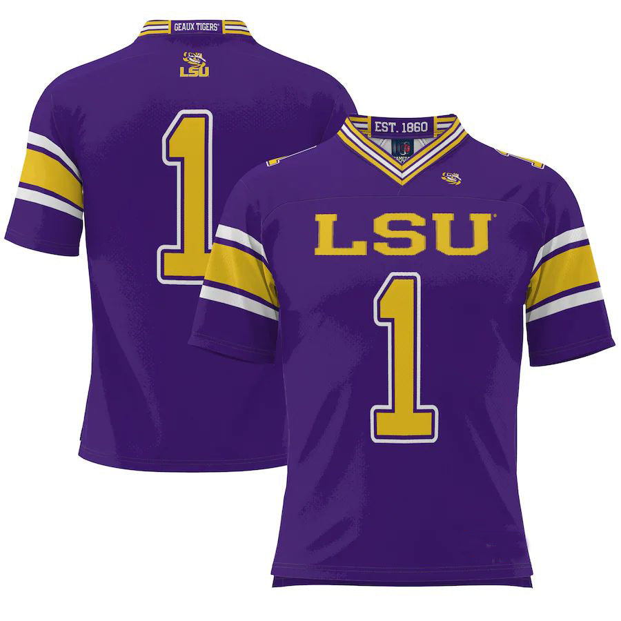 Rebec #1 L.Tigers ProSphere Endzone Football Jersey Purple Stitched American College Jerseys