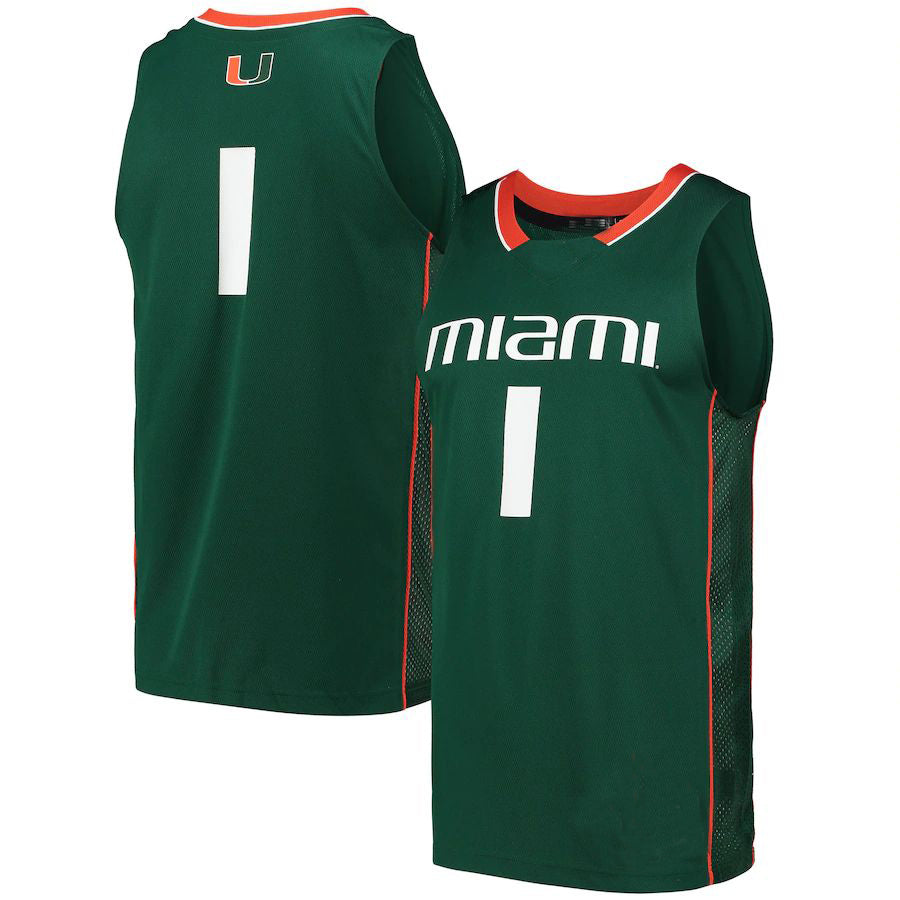 Rebec #1 M.Hurricanes Swingman Basketball Jersey Green Stitched American College Jerseys