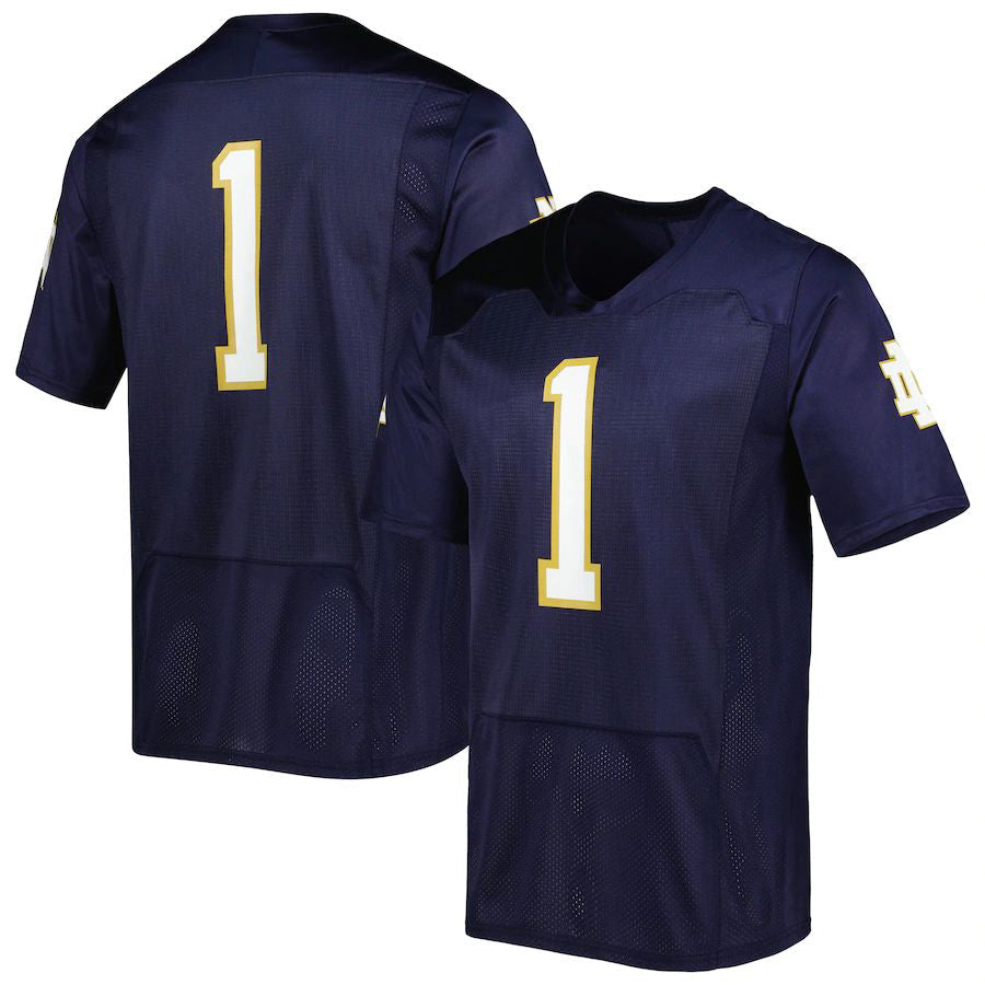 Rebec #1 N.Dame Fighting Irish Under Armour Team Wordmark Replica Football Jersey Navy Stitched American College Jerseys