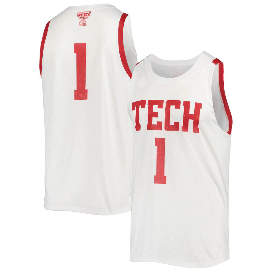 Rebec #1 T.Tech Red Raiders Under Armour Alternate Replica Basketball Jersey White Stitched American College Jerseys
