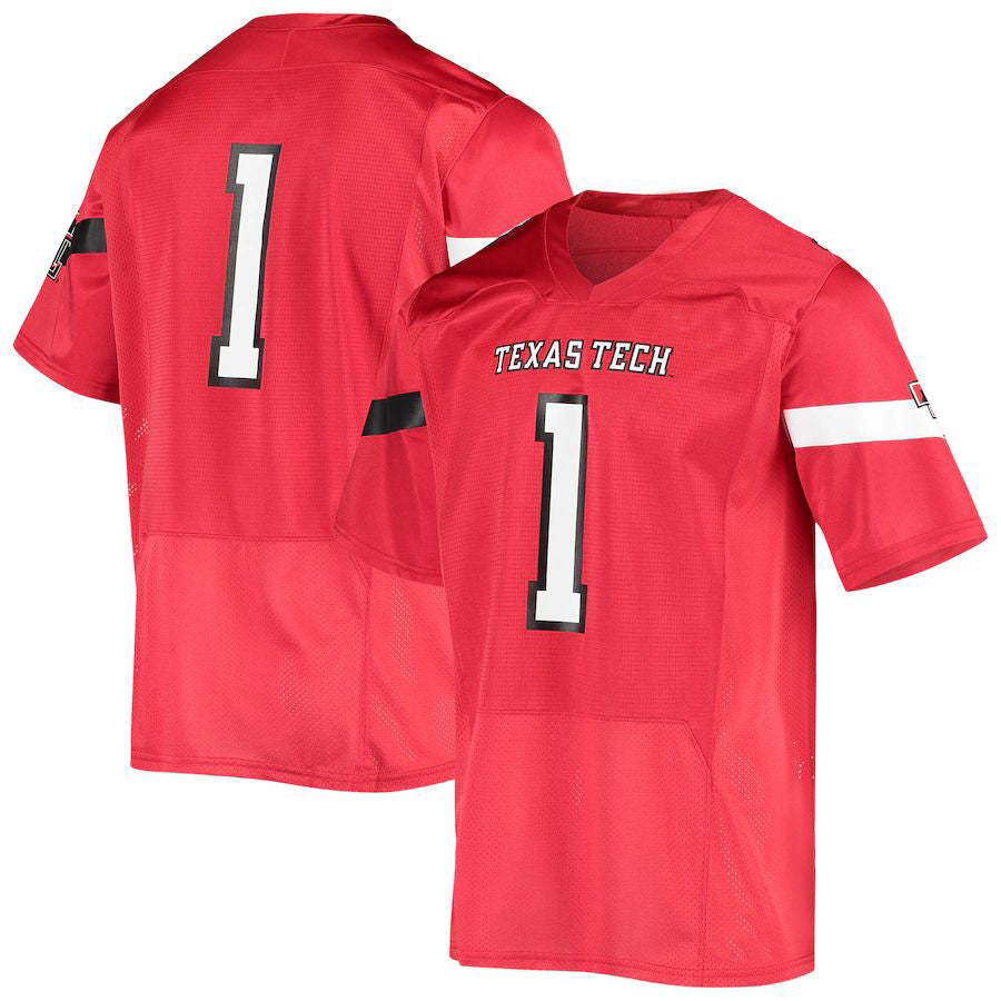 Rebec #1 T.Tech Red Raiders Under Armour Logo Replica Football Jersey Red Stitched American College Jerseys