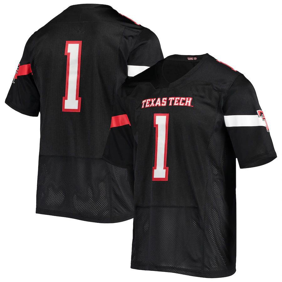 Rebec #1 T.Tech Red Raiders Under Armour Team Premier Football Jersey - Black Stitched American College Jerseys