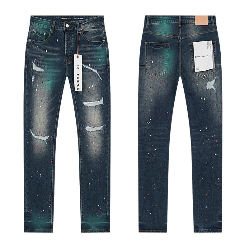 Men Purple Jeans European American Denim Pants