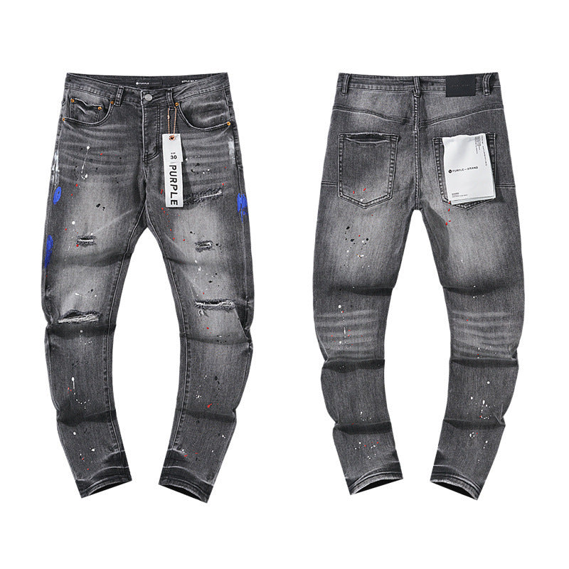 Purple Trendy European American Street Denim Jeans