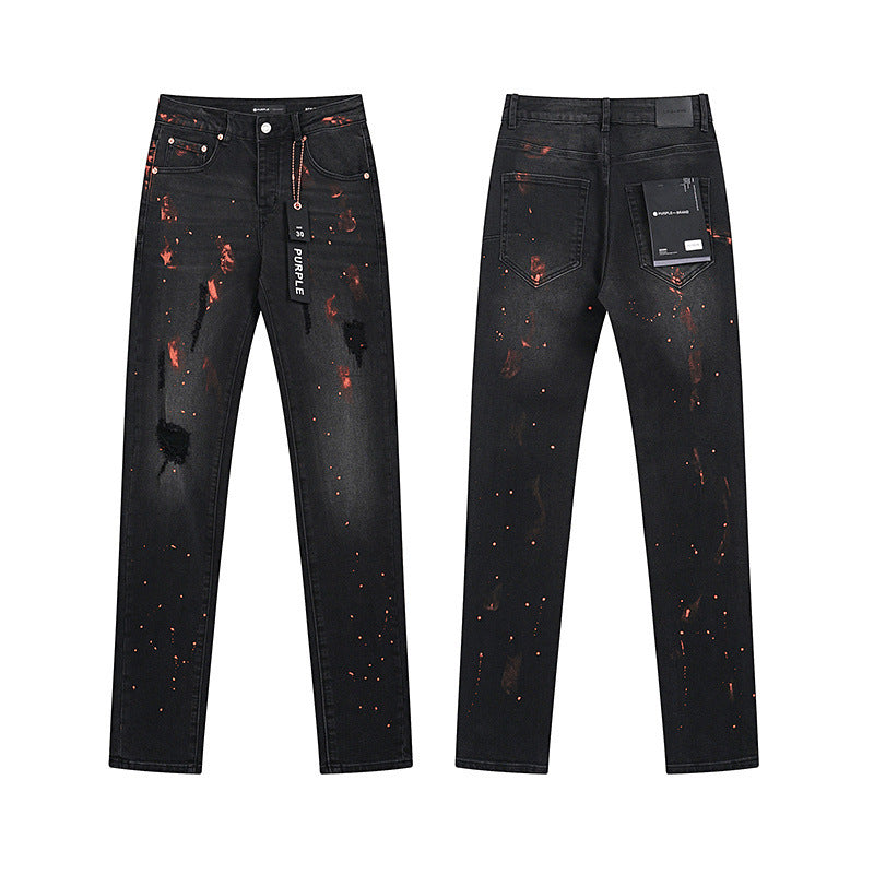 Purple Trendy European American Street Denim Jeans