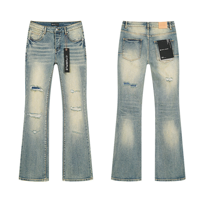 Men Purple Jeans European American Denim Pants