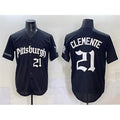 Rebec Pittsburgh Pirates #21 Roberto Clemente Black  'Gothic Steel City Edition' Vapor Limited Stitched Jersey