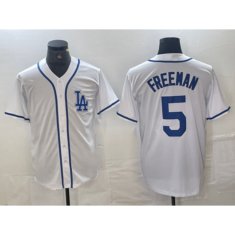 Rebec Los Angeles Dodgers #5 Freddie Freeman White  Cool Base Stitched Jersey