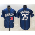 Rebec Detroit Tigers #35 Justin Verlander Number Navy  2024 City Connect Cool Base Limited Stitched Jersey