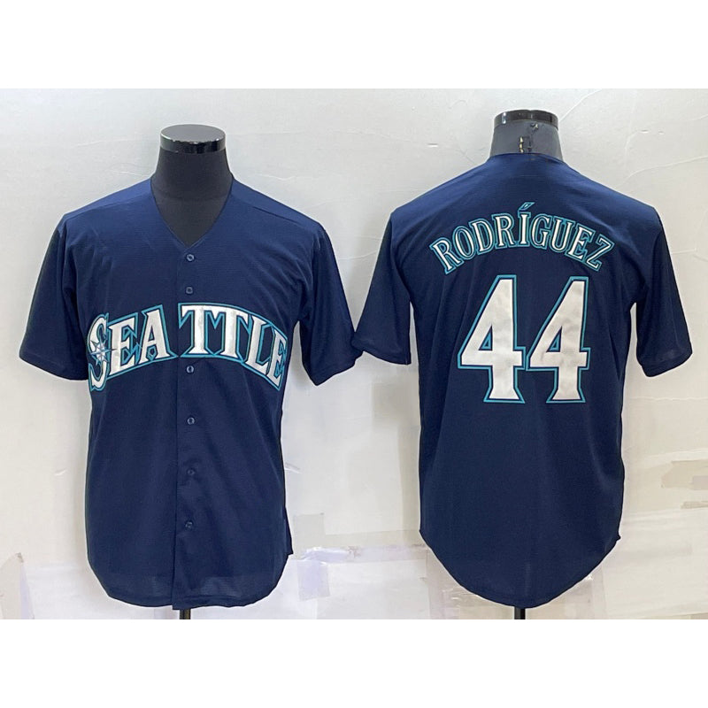 Rebec Seattle Mariners #44 Julio Rodriguez Navy Blue  Stitched Cool Base Jersey