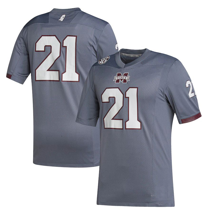 Rebec #21 M.State Bulldogs Premier Strategy Jersey  Gray Football Jersey Stitched American College Jerseys