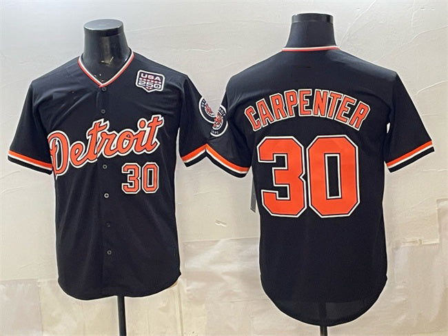 Rebec Detroit Tigers #30 Kerry Carpenter Black  2026 Alternate USA 250' Patch Vapor Premier Limited Stitched Jersey
