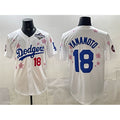 Rebec Los Angeles Dodgers #18 Yoshinobu Yamamoto White  2025 World Series Patch Tokyo Series Limited Stitched Jersey