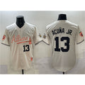 Rebec Atlanta Braves #13 Ronald Acu?a Jr. Cream  2024 Atliens & Peach With Outkast Patch Vapor Limited Stitched Jersey