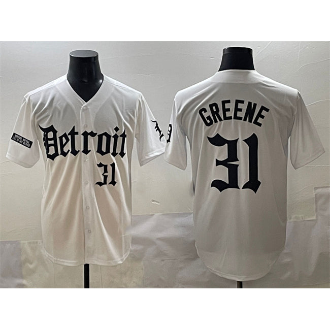 Rebec Detroit Tigers #31 Riley Greene White  'Motor Gothic Edition' Vapor Premier Limited Stitched Jersey