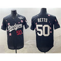 Rebec Los Angeles Dodgers #50 Mookie Betts Black  2025 World Series Patch Tokyo Series Limited Stitched Jersey