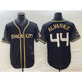 Rebec Houston Astros #44 Yordan Alvarez Black  City Connect Cool Base Stitched Jersey