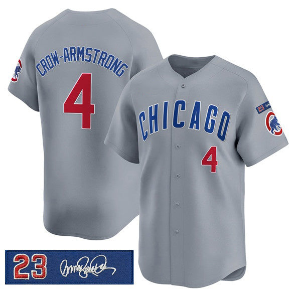 Rebec Chicago Cubs #4 Pete Crow-Armstrong Gray  'Ryne Sandberg Tribute' Vapor Limited V3 Stitched Jersey