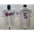 Rebec Texas Rangers #5 Corey Seager White  2023 World Series Champions Cool Base Jersey