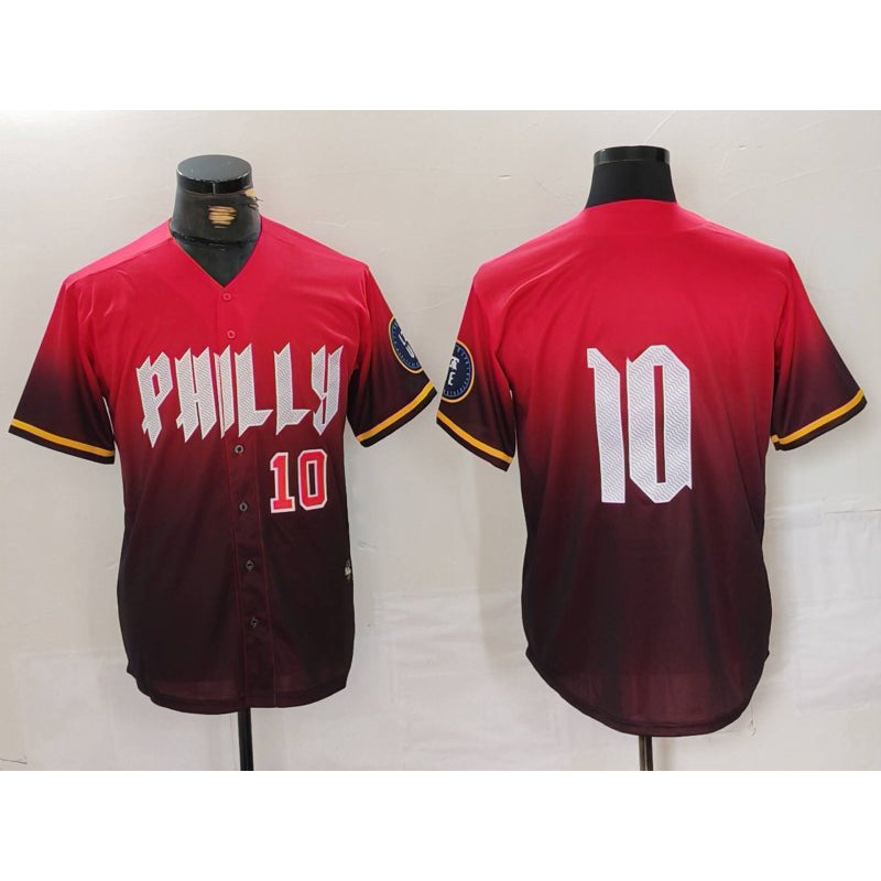 Rebec Philadelphia Phillies #10 JT Realmuto Red  2024 City Connect Limited Stitched Jerseys