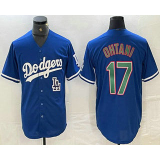 Rebec Los Angeles Dodgers #17 Shohei Ohtani Blue Green  Stitched Cool Base Jersey 2