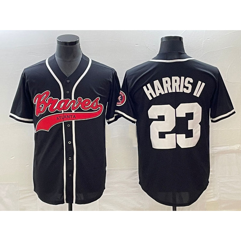 Rebec Atlanta Braves #23 Michael Harris II Black  Cool Base Stitched Jersey