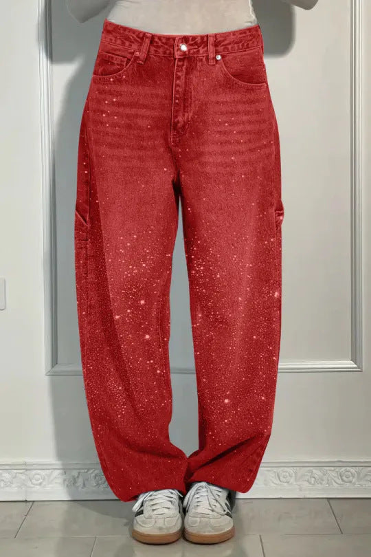 Temu European and American Fashion Starry Sky jeans