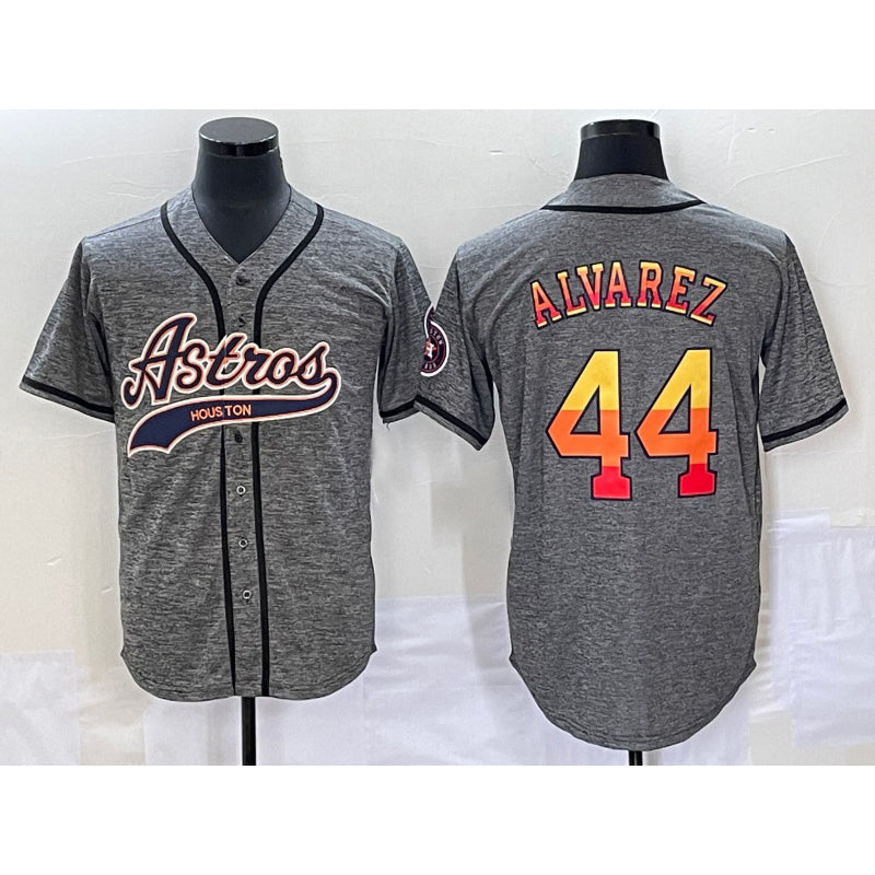 Rebec Houston Astros #44 Yordan Alvarez Grey  Gridiron Cool Base Stitched Jersey