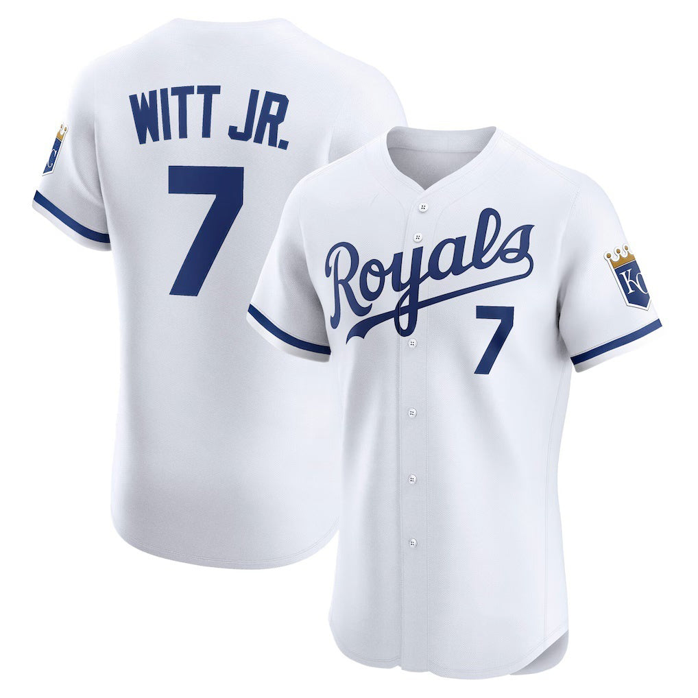 Rebec Kansas City Royals #7 Bobby Witt Jr. White  Home Elite Player Jersey