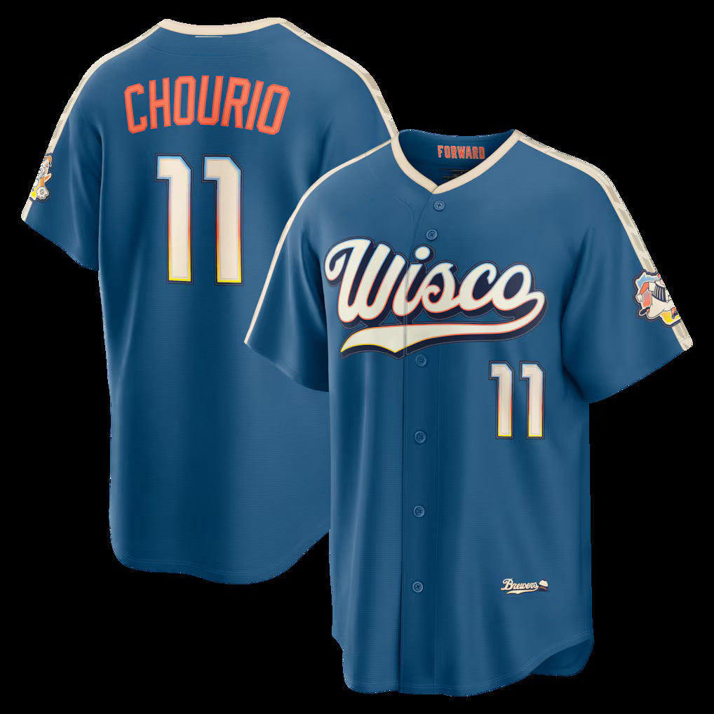 Rebec Milwaukee Brewers #11 Jackson Chourio Mineral Blue  2026 City Connect Stadium Jersey